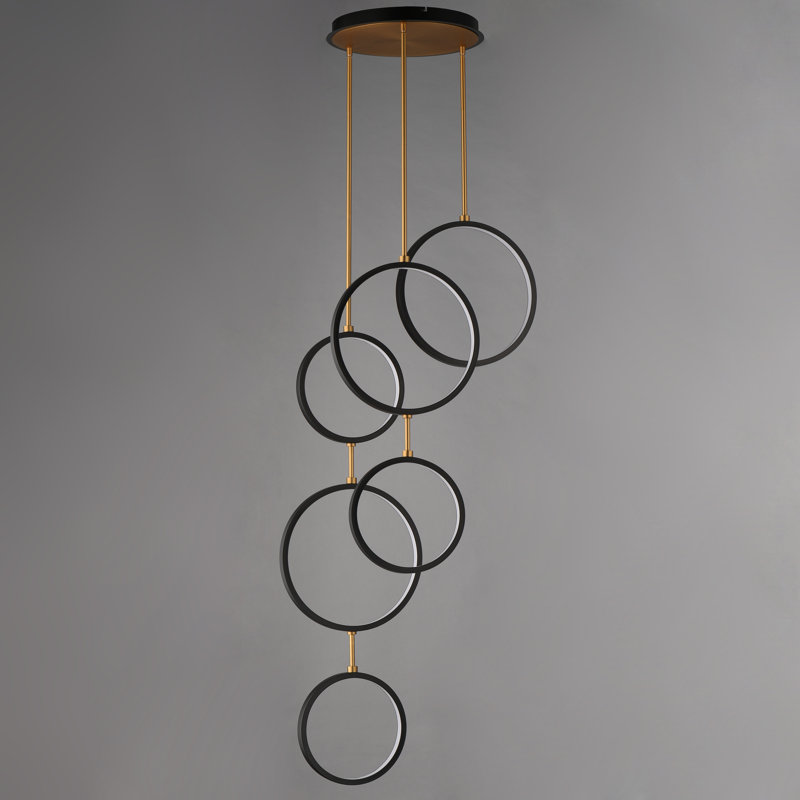 Hoopla-Single Pendant, Black/Gold