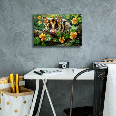 Epic Graffiti 'Opossum Between Flowers' by Momart Canvas Wall Art