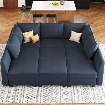 Allinson 10-Piece 87'' Wide Velvet Modular Freely Combined Sofa Bed Large Sleeper Variable U Shaped Sectional Sofa Storage Couch