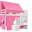 Lit mezzanine double avec tente et tour - rose (robuste et spacieux, aucun sommier requis)-897813101-897813102