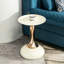 Table basse de salon blanche - compacte pour petits espaces en métal avec tableau doré facile à assembler Fin de lait Élégant objet de décoration lueur simple Extraordinaire