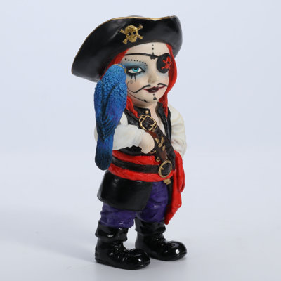 H 5,91 po Cosplay Kids - Capitaine pirate avec cache-œil et perruche, résine de polyester