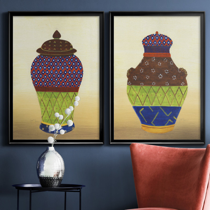 «Marrakech Urn I», ensemble de 2 reproductions d'art, H 30,5 po x l 42,5 po x P 3 po, H 31,5 po x l 47 po x P 1,5 po