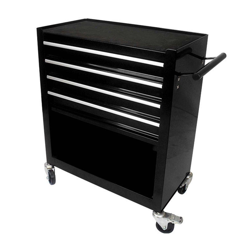 Chariot à outils multifonctionnel avec 4 roulettes, Noir