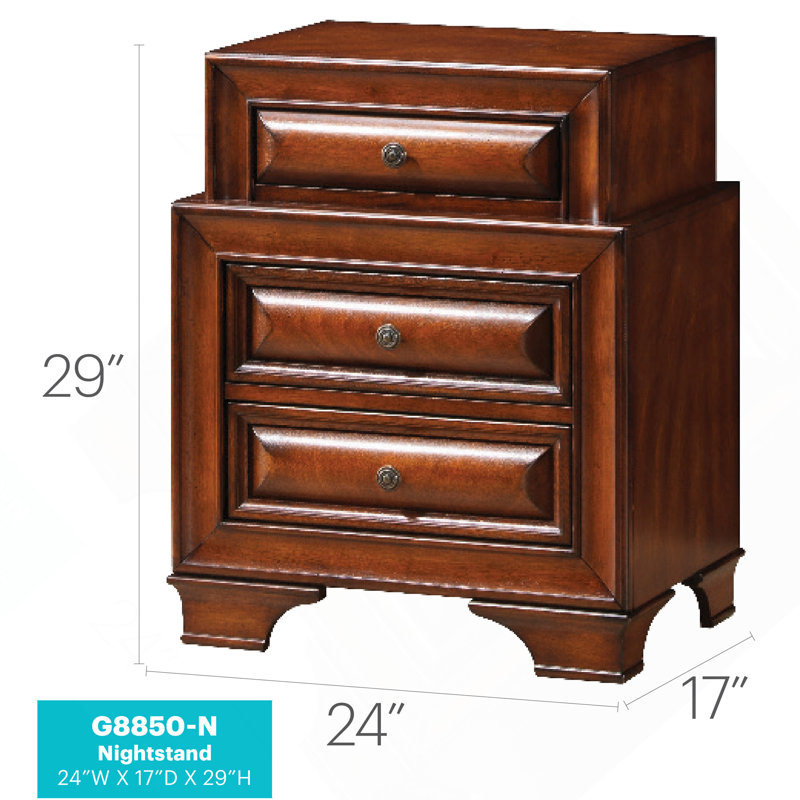 Table de chevet charmante en chêne avec façades courbées, Brun