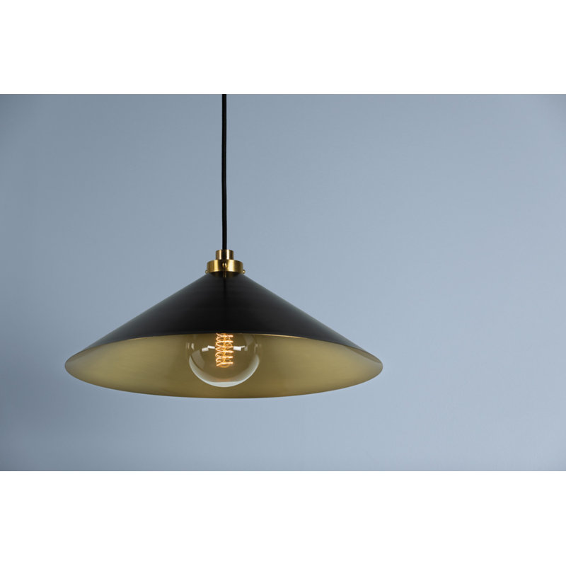 Luminaire suspendu 1 lumière, Laiton vieilli, Bronze vieilli, H 6,5 po x l 12 po x P 12 po