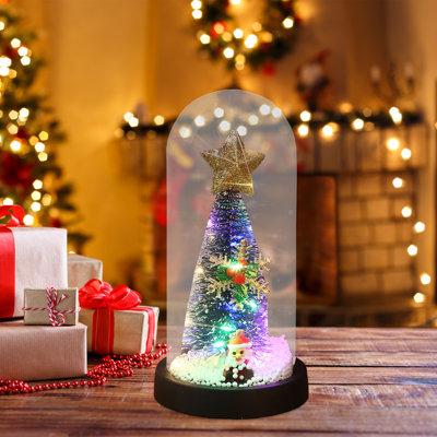 Mini-arbre de Noël avec couvercle en verre et lumière DEL