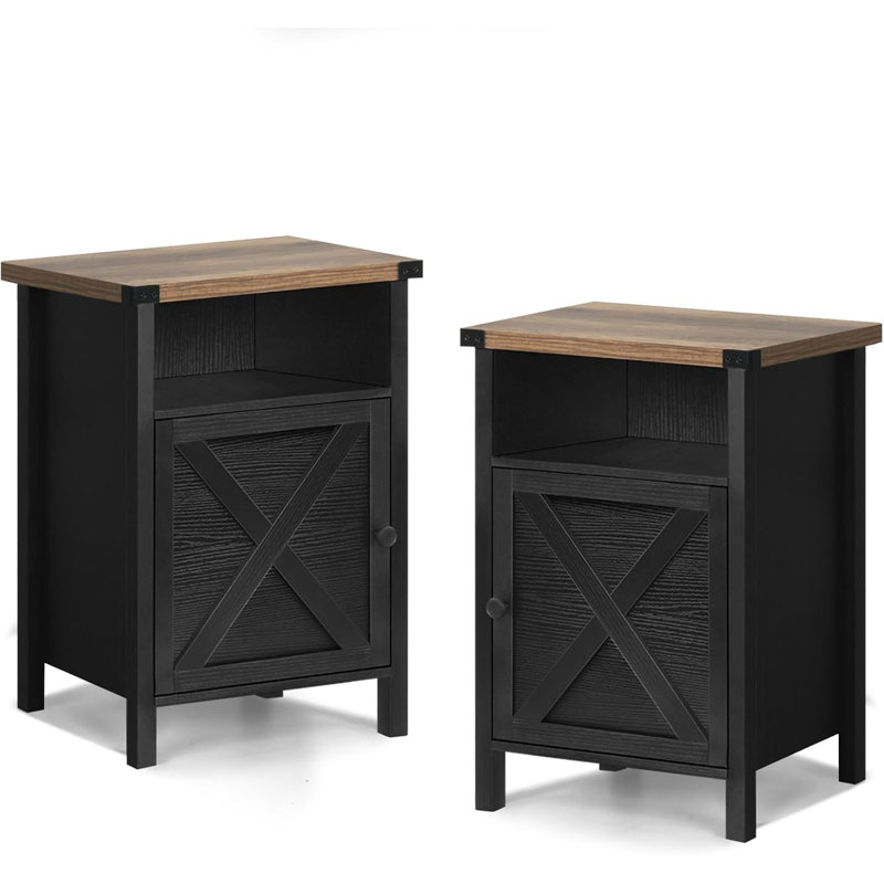 Ensemble de lit plateforme en similicuir Alber, Lit double, Noir / blanc