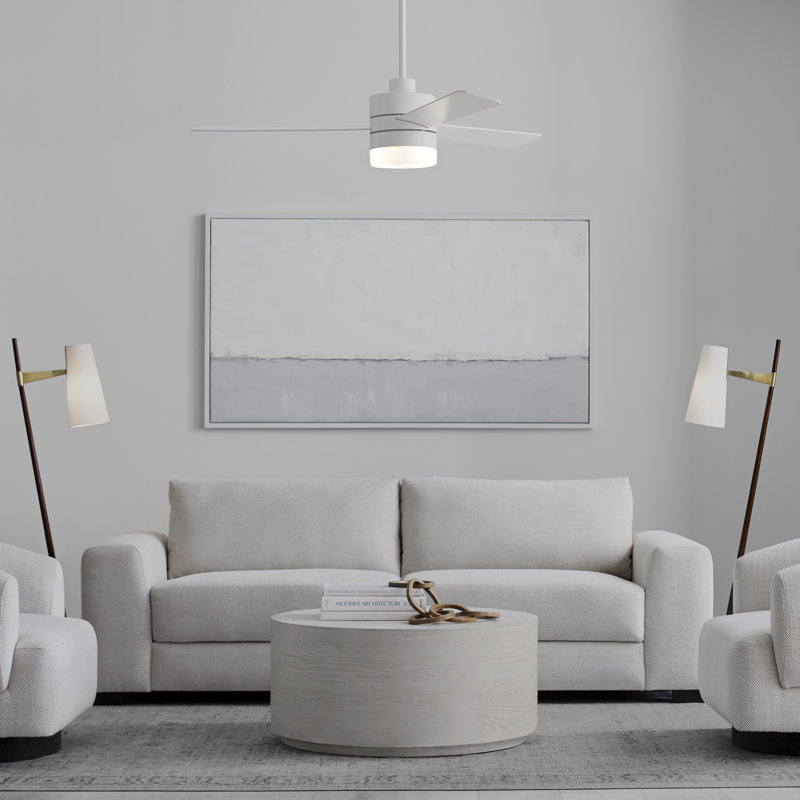 Adna 44'' Ceiling Fan with Light Kit, Matte White, 44", Matte White