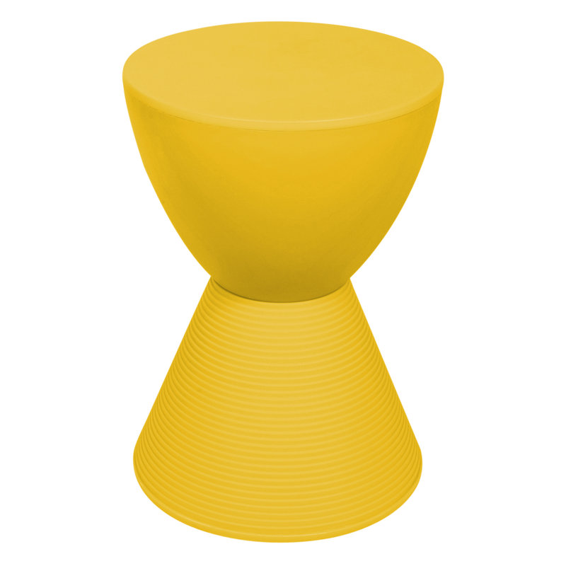 Durant Reversible Drum End Table with Storage – No Assembly Lightweight Accent Side Table for Indoor & Outdoor Use, Yellow