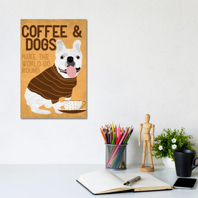 Coffee And Dogs French Bulldog by Ginger Oliphant - Wrapped Canvas Gallery-Wrapped Canvas Giclée