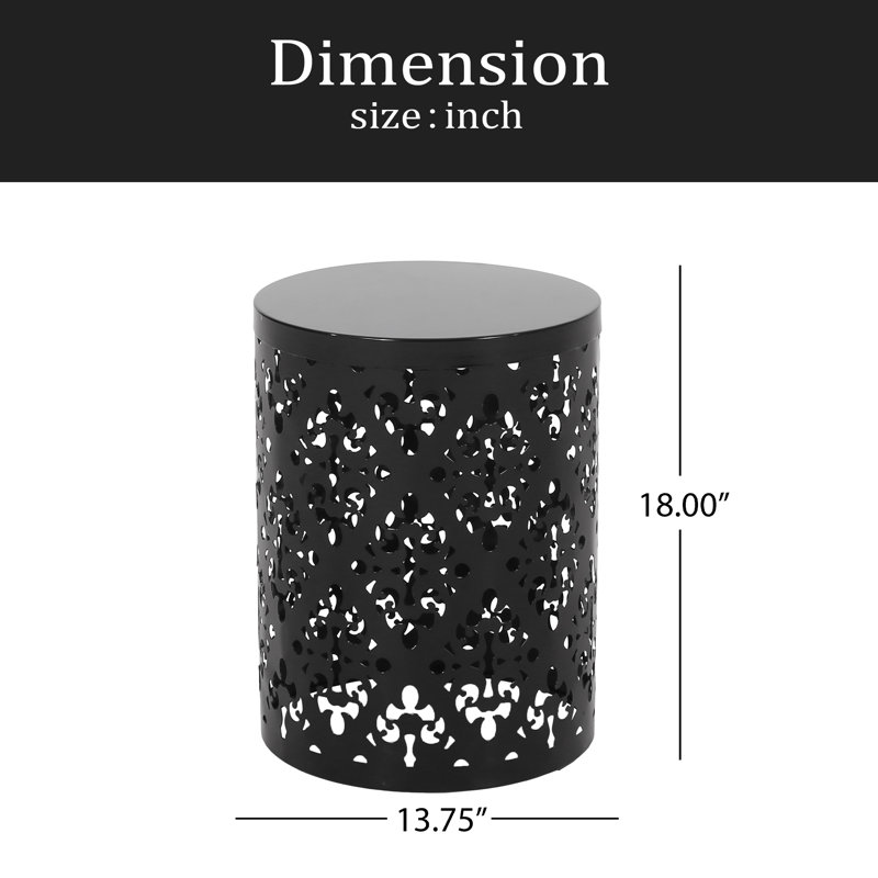 Outdoor Metal End Table -Large, Black
