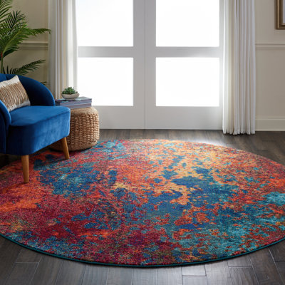 Tapis bleu moderne Enoch