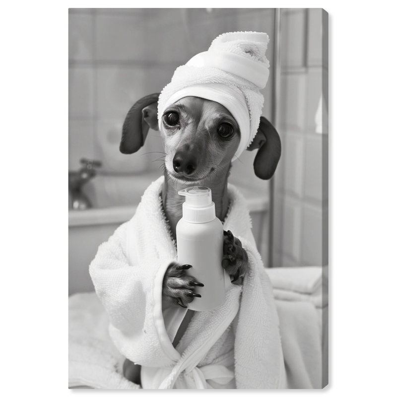 «Doxxie Bath Ready Canvas» par Art Remedy, Noir, noir, noir, noir, Reproduction encadrée sans passe-partout