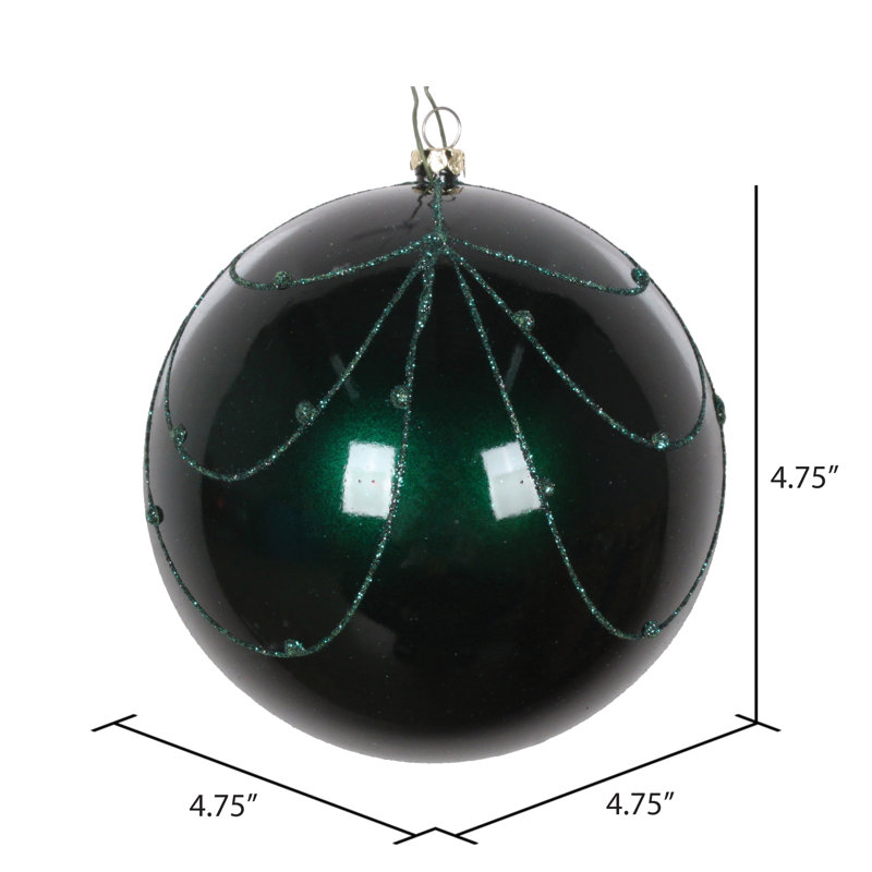 Ornement boule de rideau à paillettes bonbon, H 4,75 po x l 4,75 po x P 4,75 po, Bleu mer