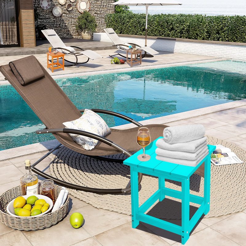 Denarrius Adirondack Outdoor Side Table ,HDPE Patio Table with Easy Maintenance and Weather resistance, Turquoise
