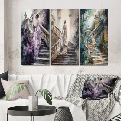 «Stunning Girl By The Stairs», 3 pièces