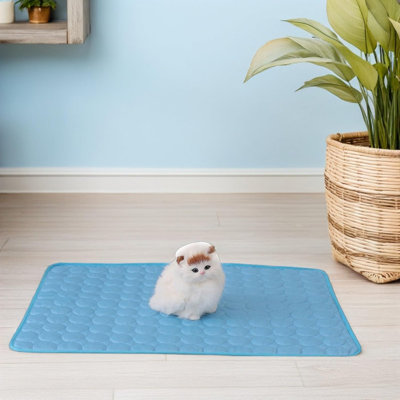 Summer Pet Cooling Mat Light Blue M Size Self-Cooling Pad for Dogs & Cats for Home and Travel Use