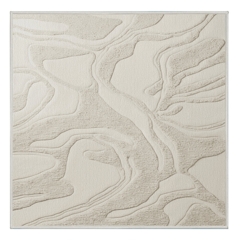 Machine Washable Abstract Beige Area Rug, Square 3'