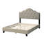 Grand lit contemporain tapissier de couleur grise, cadre de lit en bois de style arche, tête de lit réglable de taille moderne en gris, lb