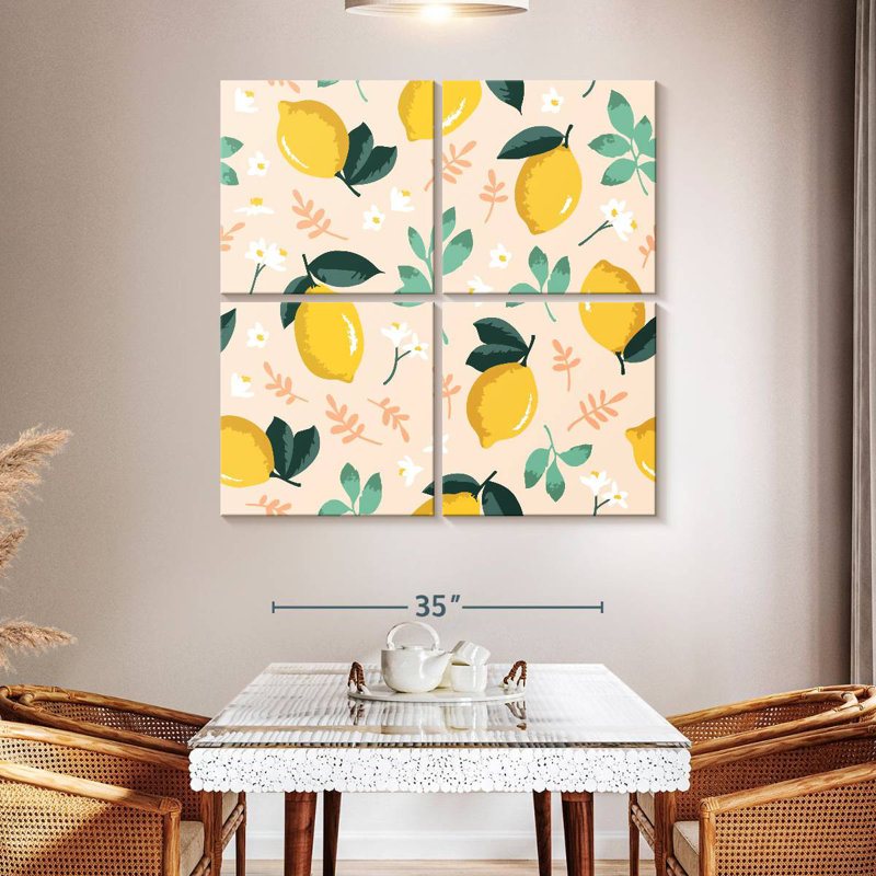 Yarlin Lemon And Flowers Pattern, 45" H x 45" W