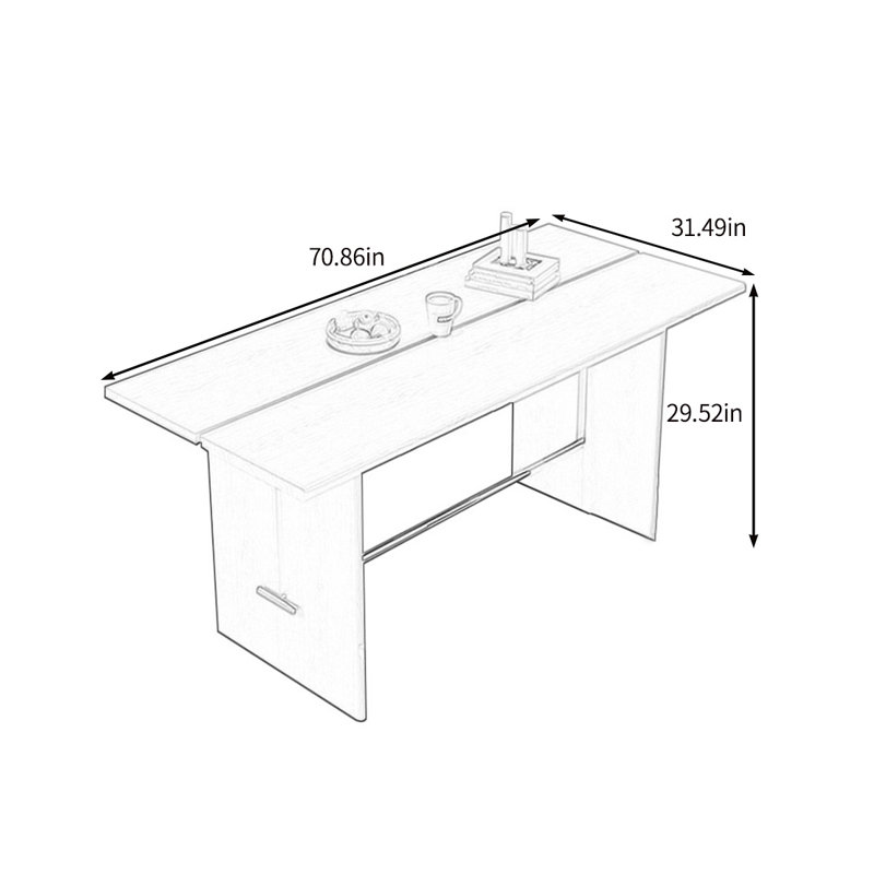 Solid wood light dining table, 29.52"H x 70.86"L x 31.49"W