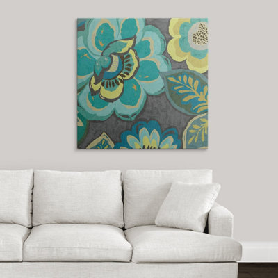 « floral assortiment », reproduction d’art gris foncé sur gris foncé crop