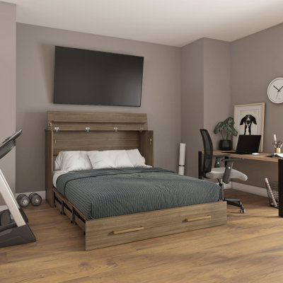 TRIADE Cabinet Bed – Space-Saving Murphy Design with Fold-Out Queen Bed and Mattress Included – Multiple Finish Options