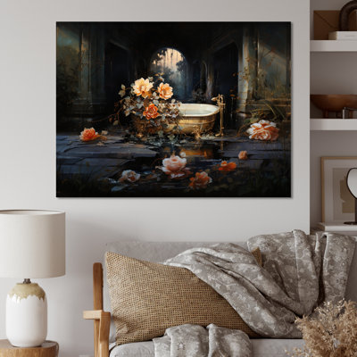 «Bathaign Made Of Gold IV» - art mural sur toile Bath & Laundry