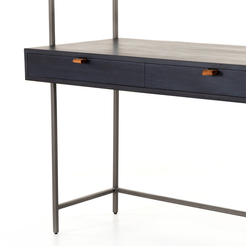 Trey Solid Wood Modular Writing Desk, Black Wash Poplar