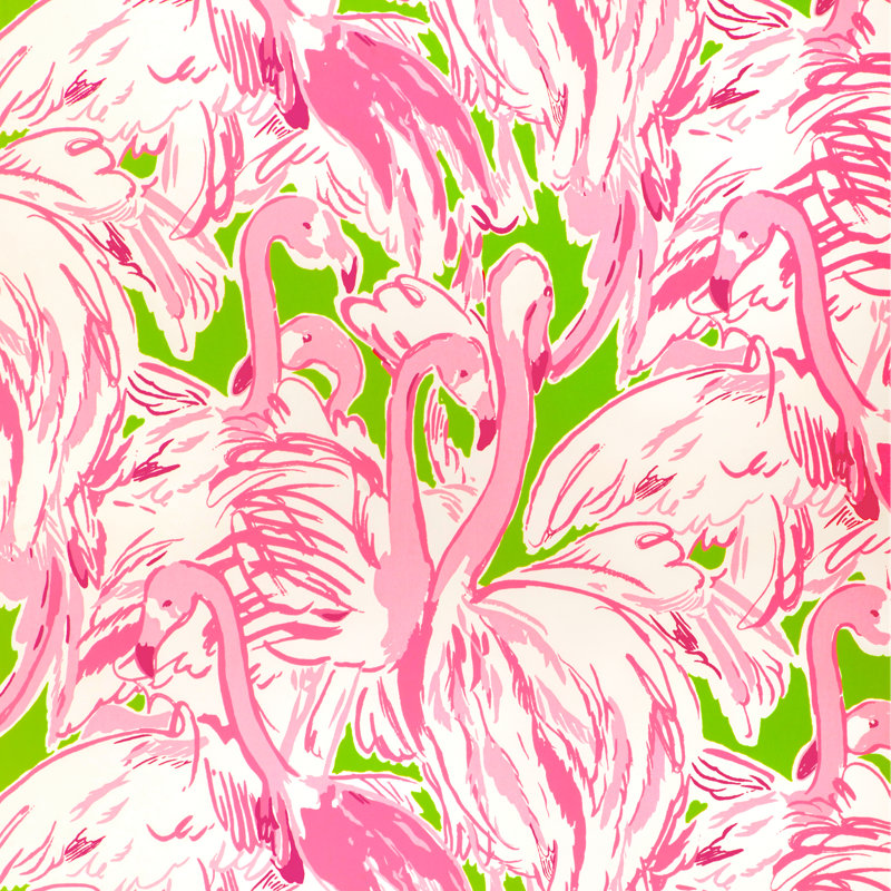 Lilly Pulitzer Pink Colony Wallpaper, Green/Pink