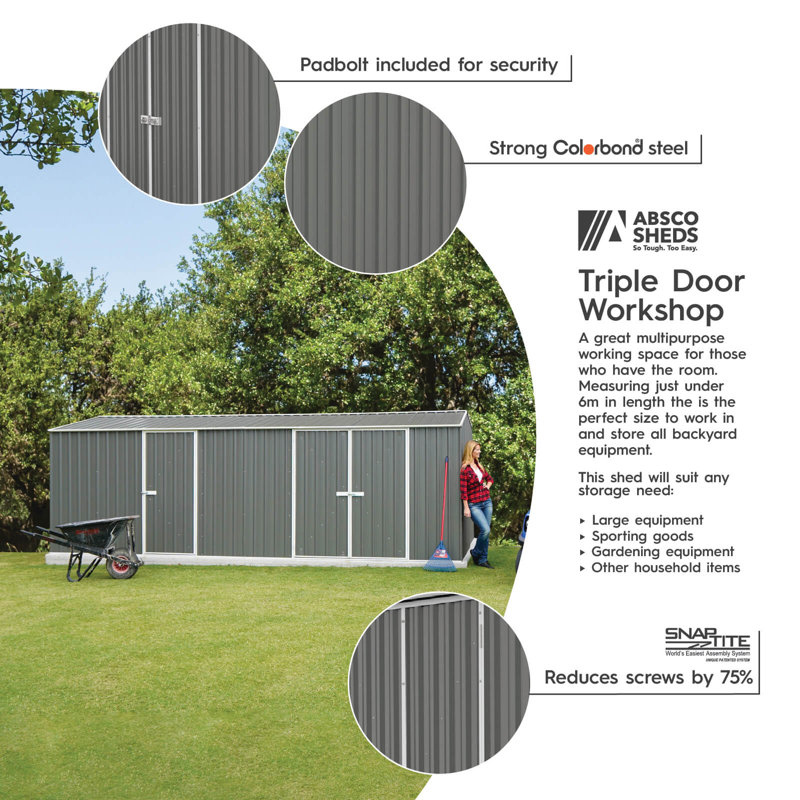 Woodland Gray 20' x 10' Galvanized Steel Metal Workshop Shed