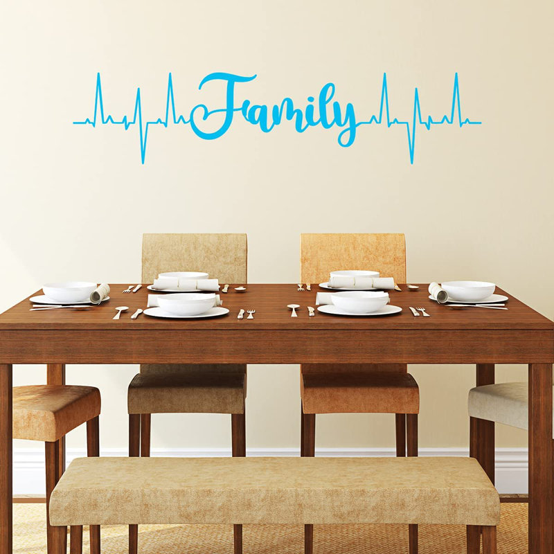 Décalcomanie murale Family Heartbeat Line, H 9 po x l 40 po, Bleu ciel