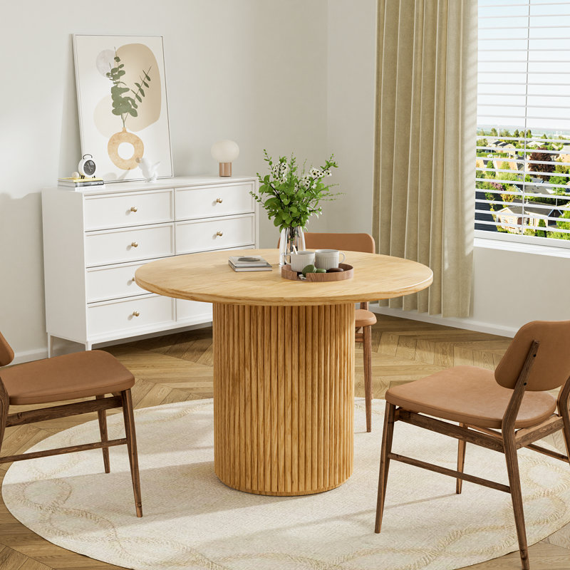 Pedestal Elegant Wood Texture Round Dining Table, 29.9”H x 41.7”L x 41.7”W, Brown