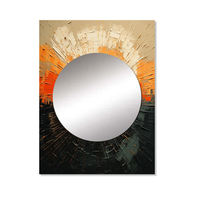 Black And Beige Sunset Reverie - Sunset Decorative Mirror, Traditional Large Wall Mirror, Printed Metal Art