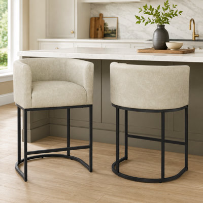 Upholstered Counter Height Stool with Metal Frame