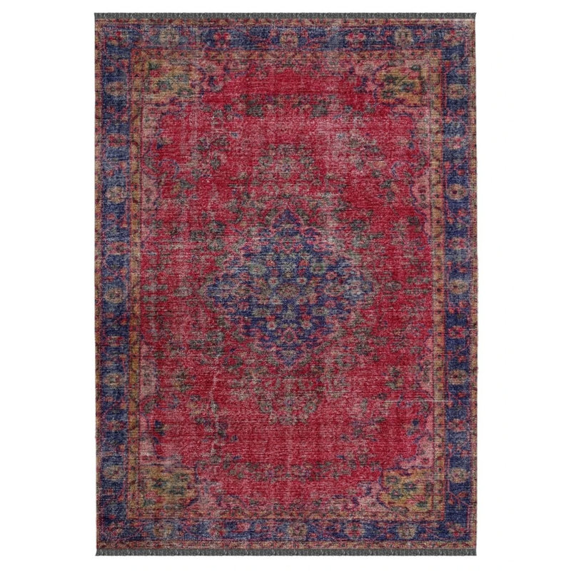 Tapis oriental en polyester tissé à la machine Tarango, Tapis de couloir 3 pi 4 po x 9 pi 9 po