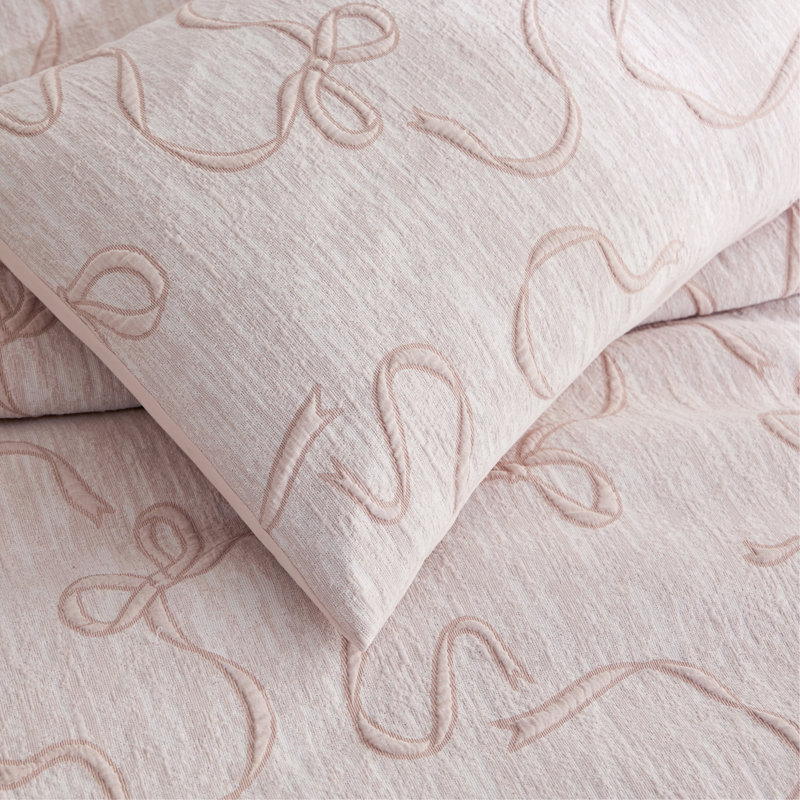 Ensemble d'édredon 3D Puffy Jacquard, Édredon grand + 2 taies d'oreiller standard, Rose sépia