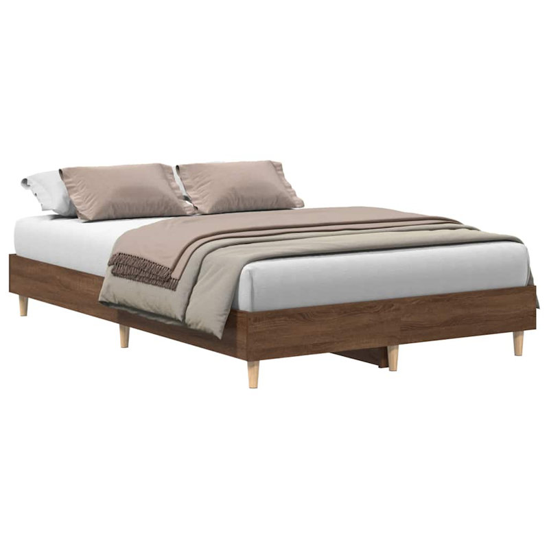 Bed Frame No Mattress Engineered Wood, Small Double (4'), Brown Oak