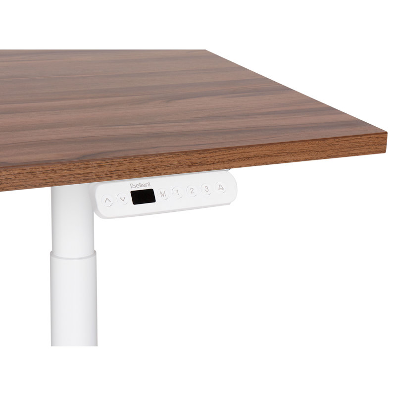 Garrey Adjustable Metal Base Standing Desk, 132cm H x 120cm W x 72cm D, White, Brown