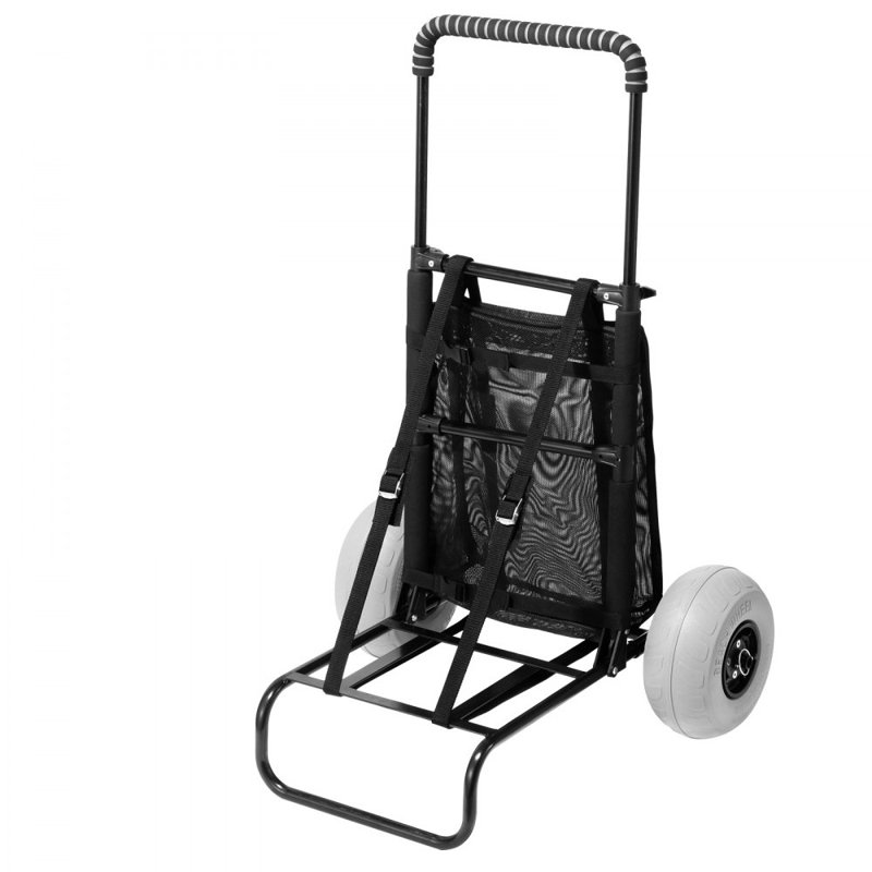 Black Steel Folding Beach Cart with Balloon Wheels
