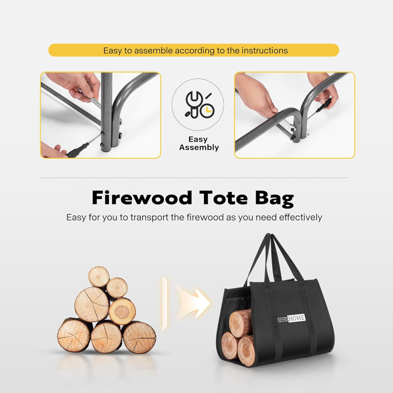 Support à bois de chauffage robuste de 95 po Hesson