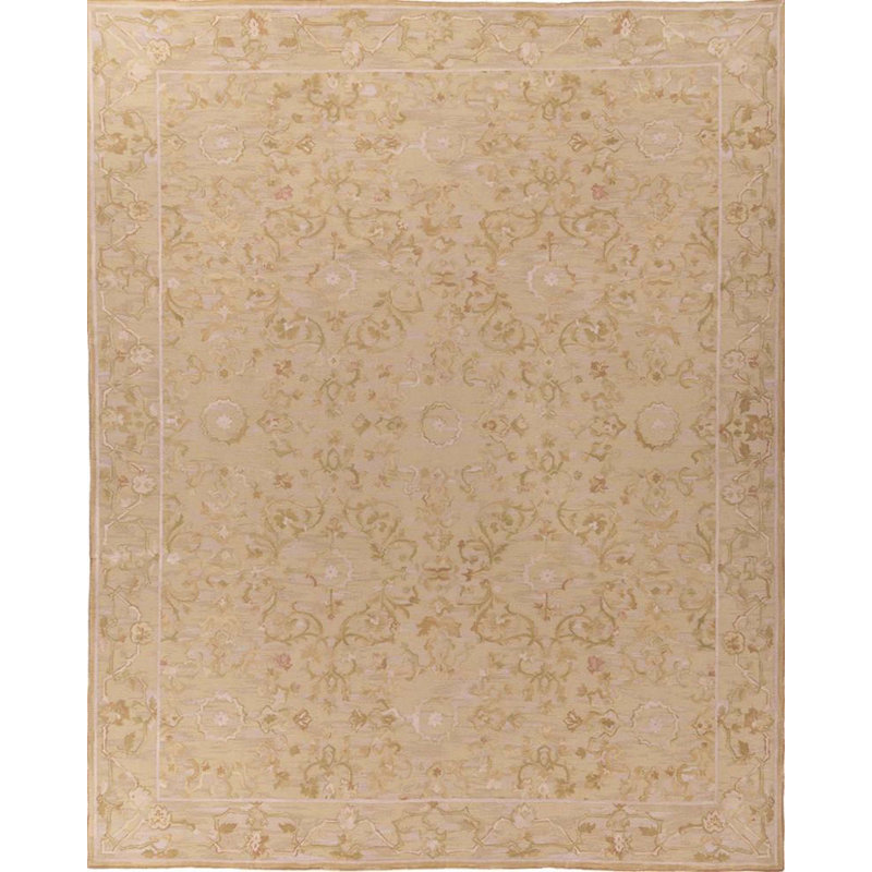 Tapis beige en laine noué à la main Milano Savonile Azm Milano, Rectangle de 11 pi x 15 pi 10 po