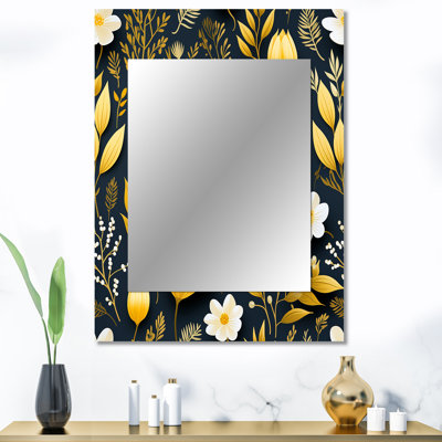 Retro Floral Revival Botanical Pattern - Botanical Mirror Wall Decor