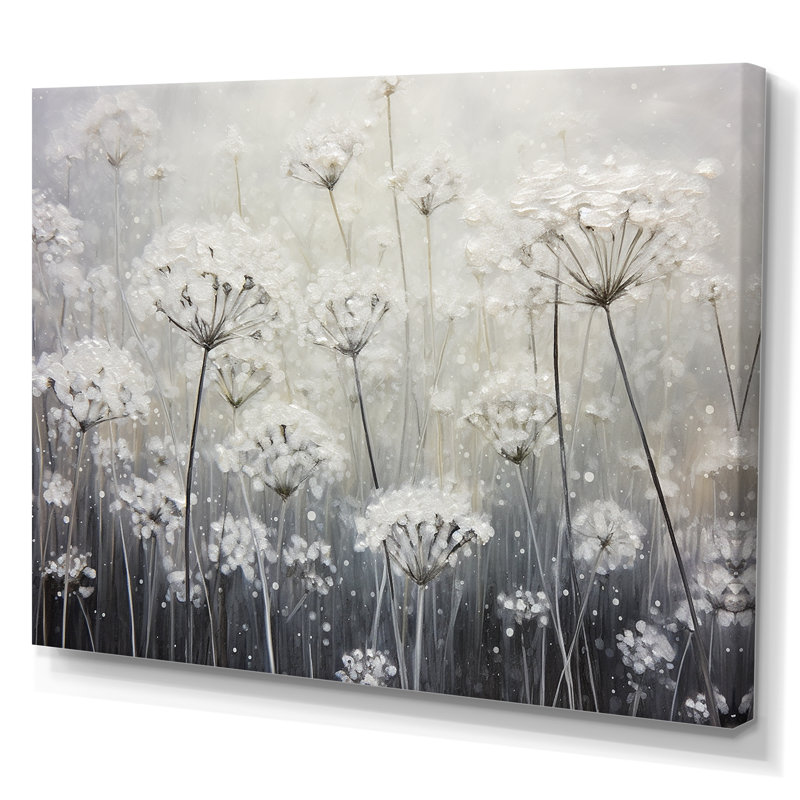 Champ floral opalescent brumeux I, H 24 po x l 32 po x P 1,5 po, Toile tendue