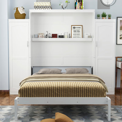 Cadre de lit escamotable avec lit escamotable et 2 tablettes Murphy