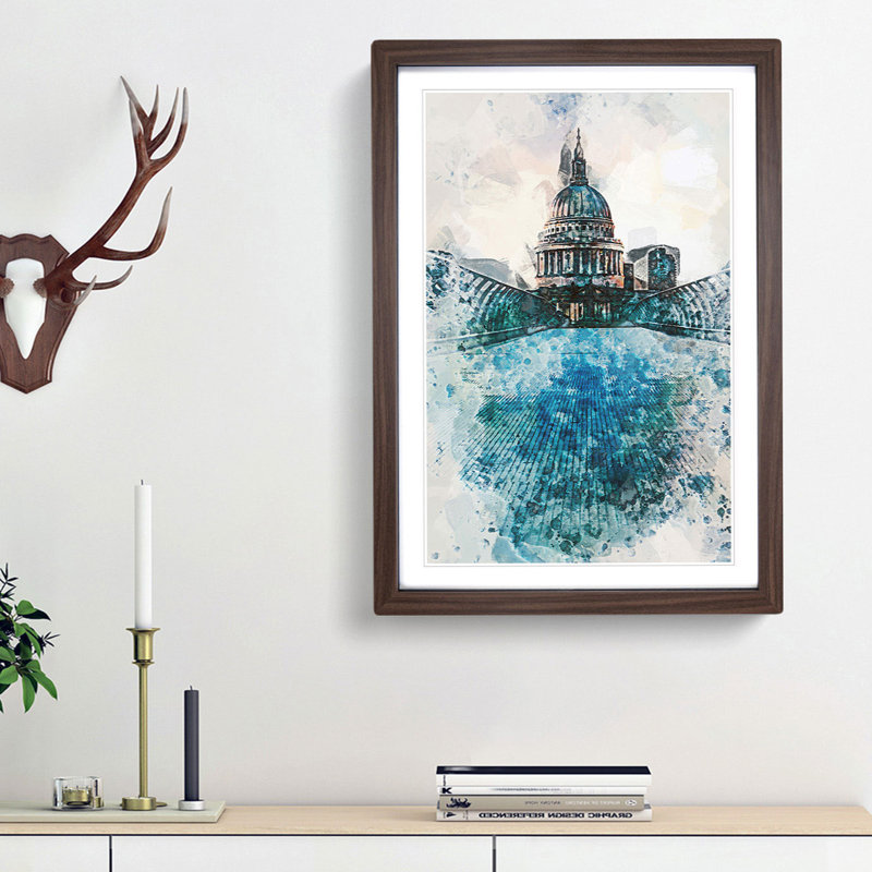 St. Pauls Cathedral in London Abstract Art - Framed Print, Walnut Framed, 48cm H x 36cm W x 2cm D