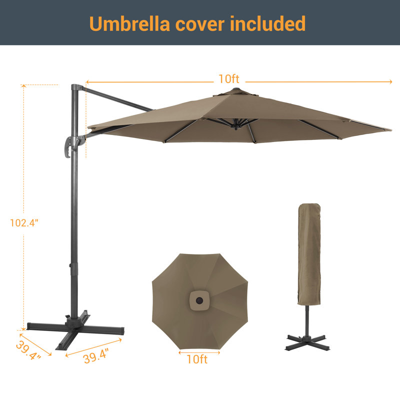 Parasol en porte-à-faux 120 po Landers, Taupe