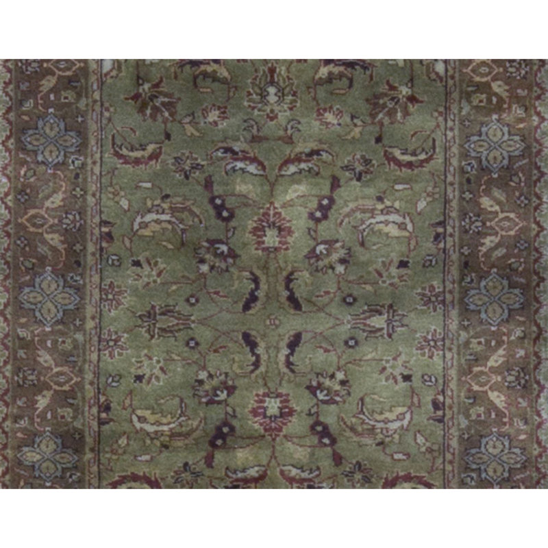 Tapis vert et brun noué à la main de haute qualité
