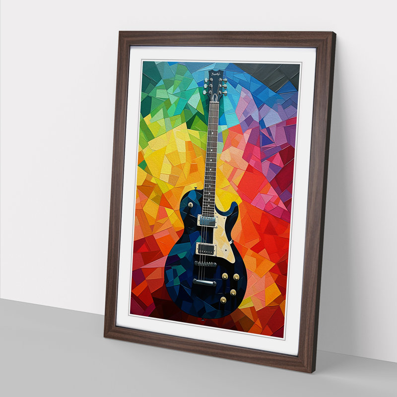 Guitar Colour Field - Framed Print, 34cm H x 25cm W x 2cm D, Walnut
